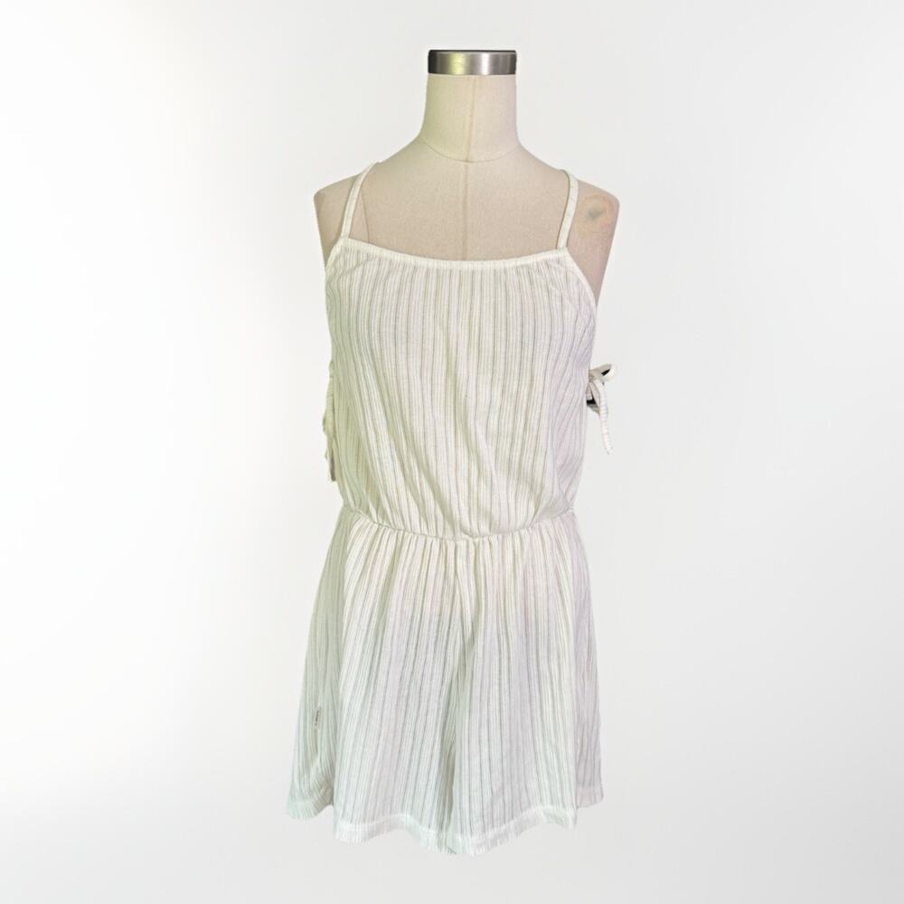 Roxy Secret Wave Spot Romper New White Sz Large Racerback Side Tie Beachy Summer